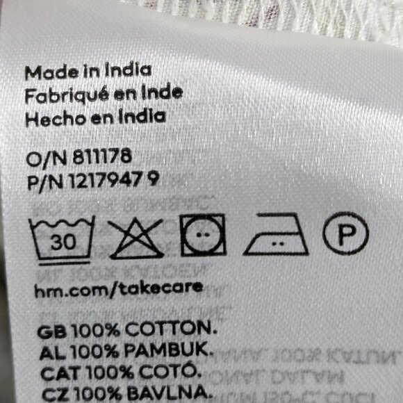 H&M White w/Multi Floral Print Removable Spaghetti Strap Smocked Top Dress Large - Picture 8 of 9